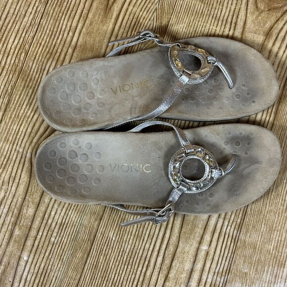 Vionic Ricci Orthaheel Womens Size 9 Gold Casual Slipper Flip Flop Thong Sandals - Picture 6 of 11